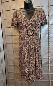 Danny & Nicole 4P petite brown and white dress